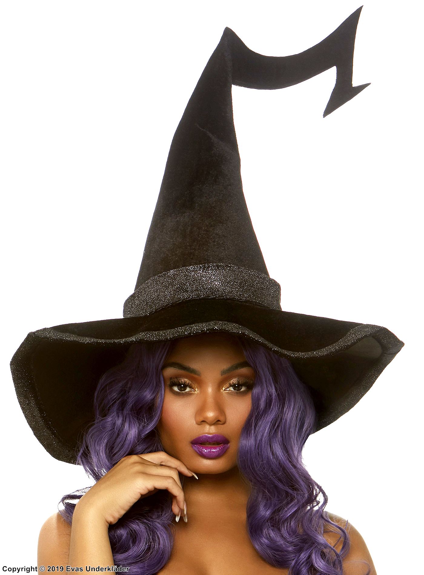 Forest witch, costume hat, velvet, glitter